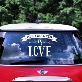 Sticker voiture mariage - All you need is Love