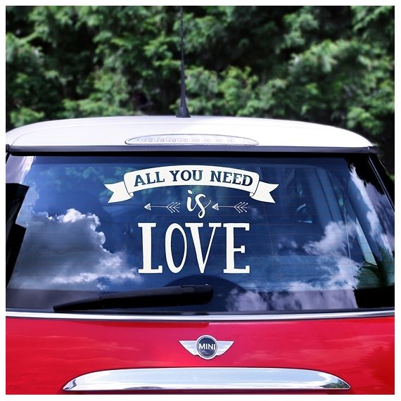 Sticker voiture mariage - All you need is Love