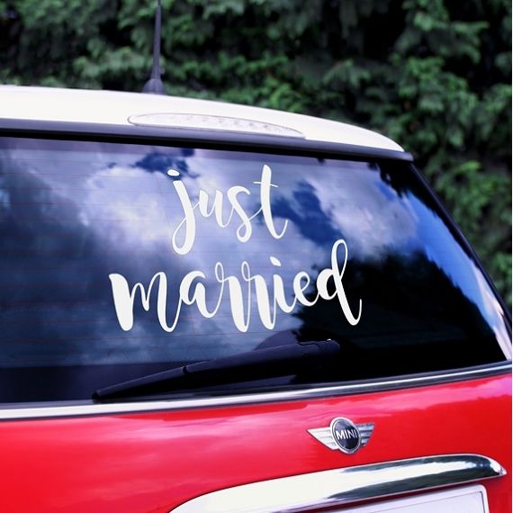 Sticker voiture mariage - Just married - MODERN CONFETTI