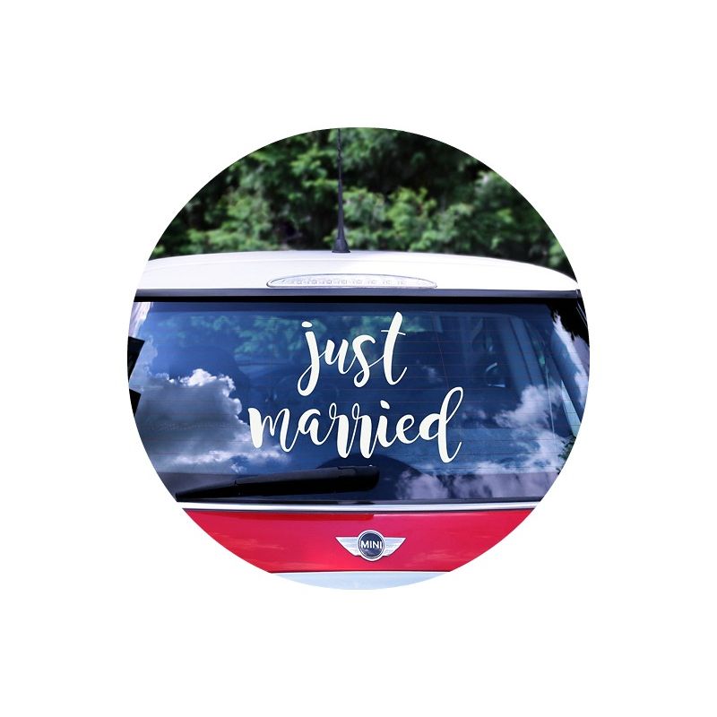 Sticker voiture mariage - Just married - MODERN CONFETTI