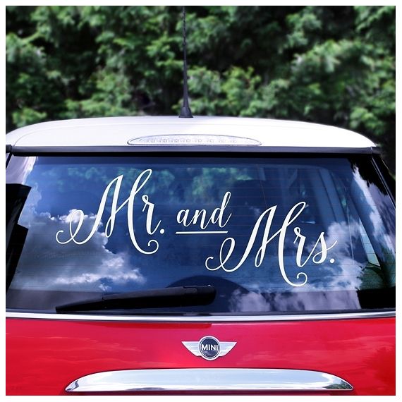 Sticker voiture mariage - Mr and Mrs