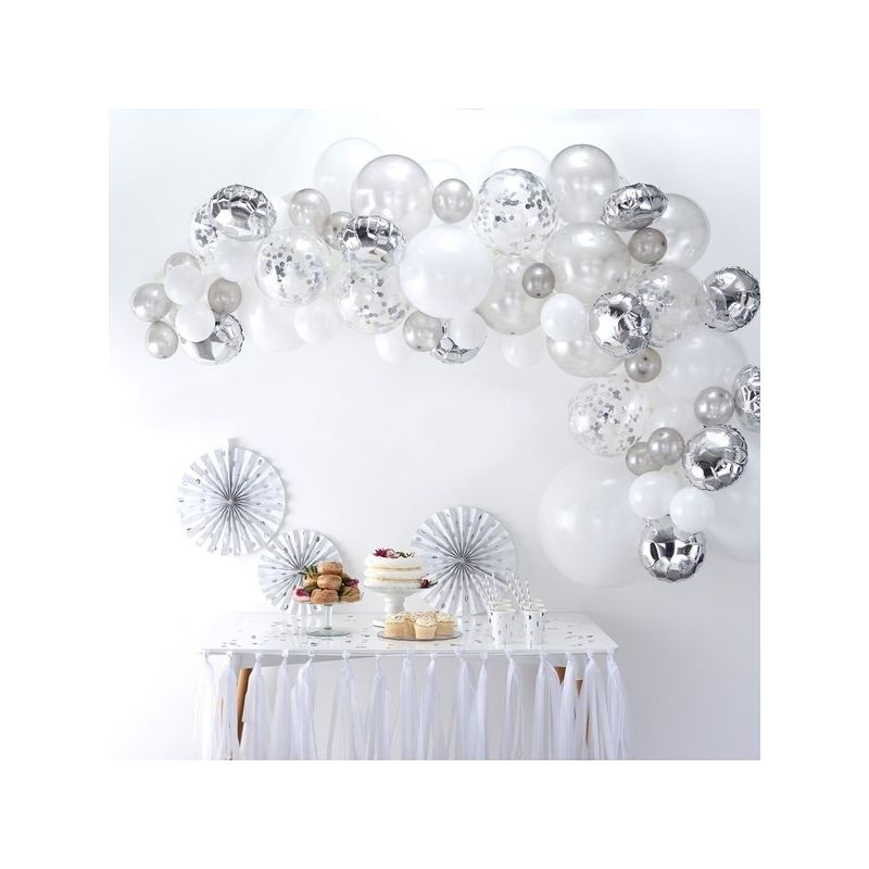 Guirlande de ballons en kit - Blanc et or - MODERN CONFETTI