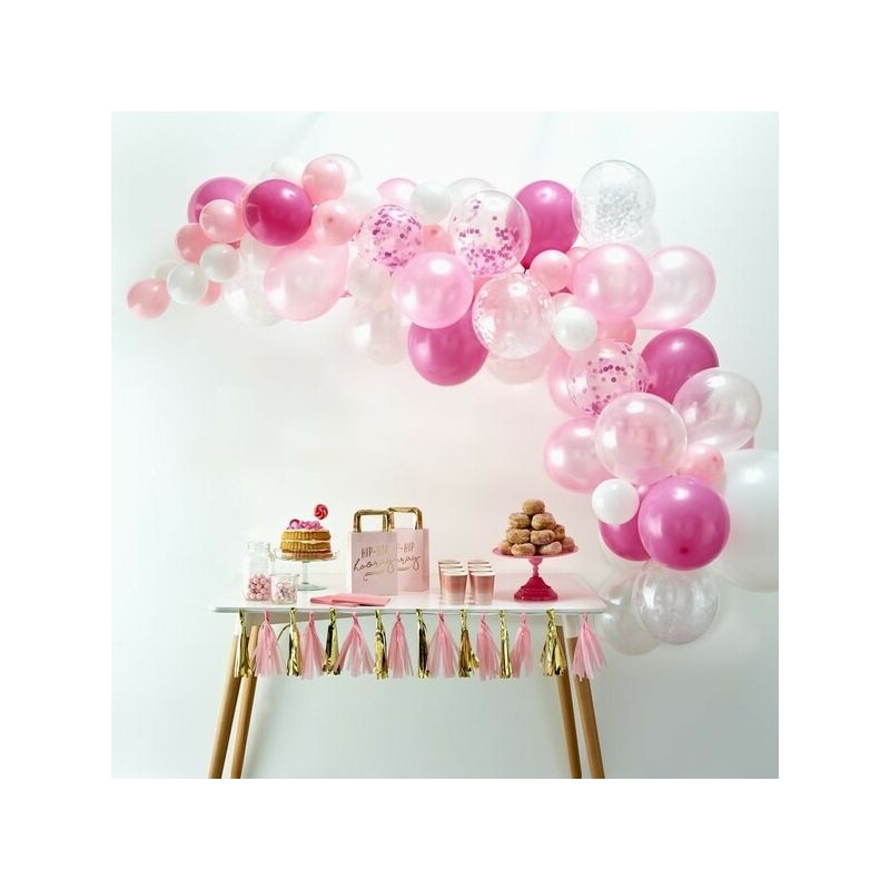 Lot de 30 ballons de décoration d'anniversaire rose fuchsia doré -  Guirlande de ballons rose fuchsia doré - Balons pour anniversaire,  décoration de