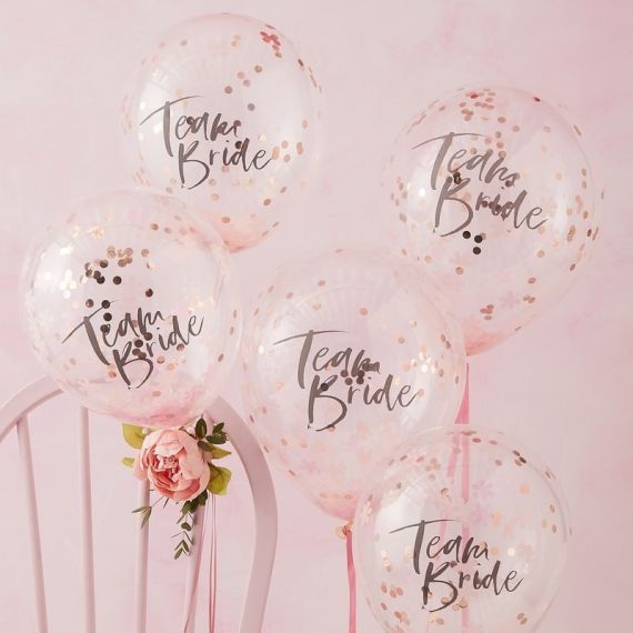 Lot de 16 équipe Mariée Enterrement Vie Jeune Fille Nuit Faire Ballons Blanc Rose Or Avec Bride To Be