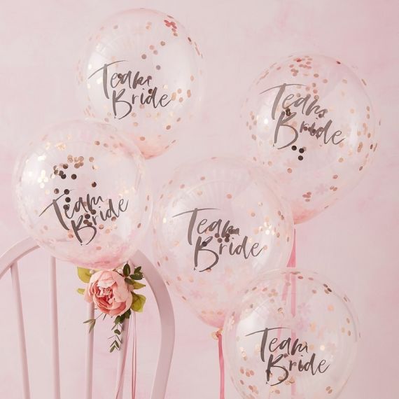 15 Ballons Team Bride noir, rose et blanc avec imprimé doré - enterrement  de vie de