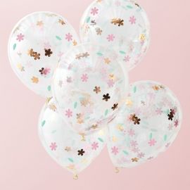 Ballons confettis fleurs Anniversaire x5 - MODERN CONFETTI