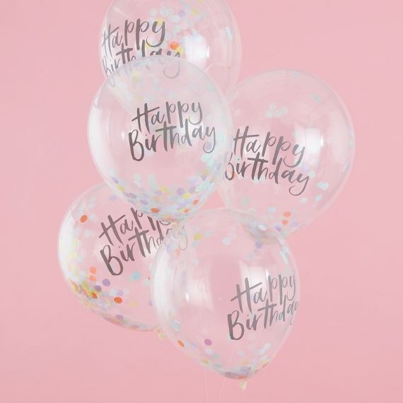 Ballons Confettis Happy Birthday Par 5 Modern Confetti