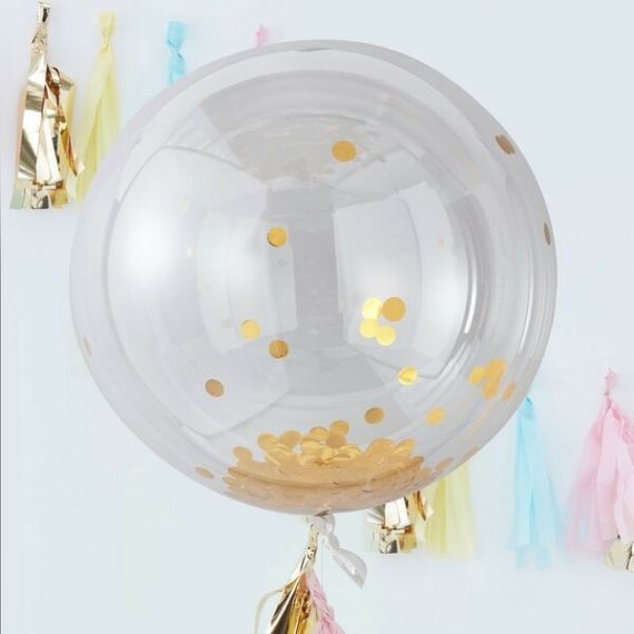 Ballons confettis géant or (par 3) - 90 cm