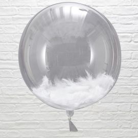 Ballons transparents avec plumes (par 3) - 45 cm