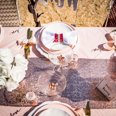 Chemin De Table Sequins Rose Gold Modern Confetti