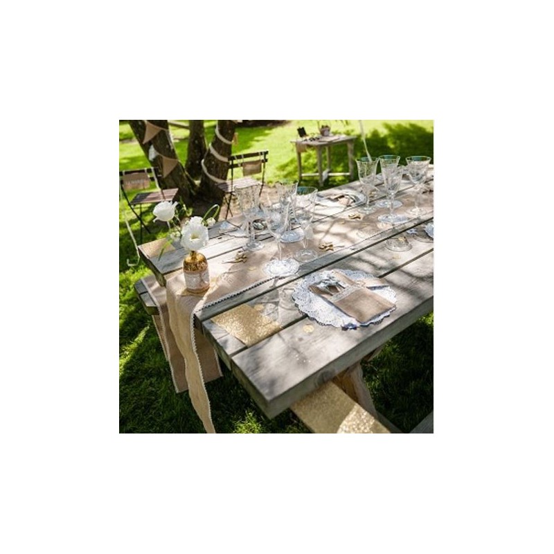 Chemin de table en jute Joyeux Anniversaire , decoration Anniversaire -  Badaboum