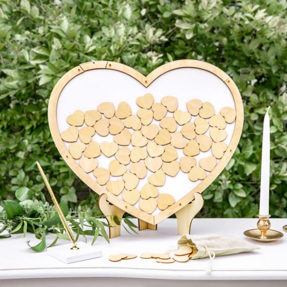 Confettis coeur en bois pour déco de table de mariage ou baby shower