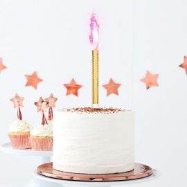 Bougie anniversaire rose avec couronne or - MODERN CONFETTI