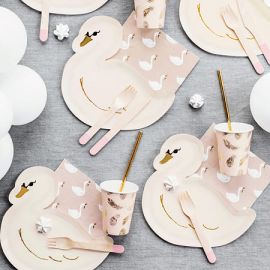 Assiettes anniversaire Cygne x6