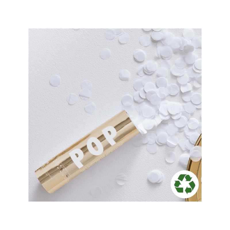Canon à confettis 40 cm - Soluble Blanc Biodégradable