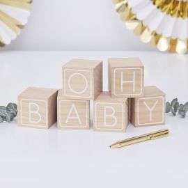 Cubes en bois "Oh Baby" pour livre d'or