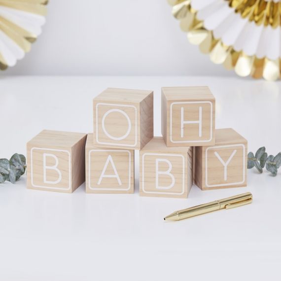 Cubes en bois Oh Baby pour livre d'or - MODERN CONFETTI