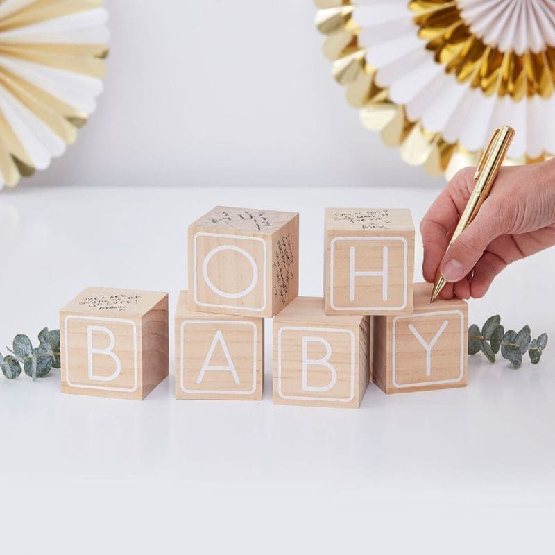 Cubes en bois Oh Baby pour livre d'or - MODERN CONFETTI