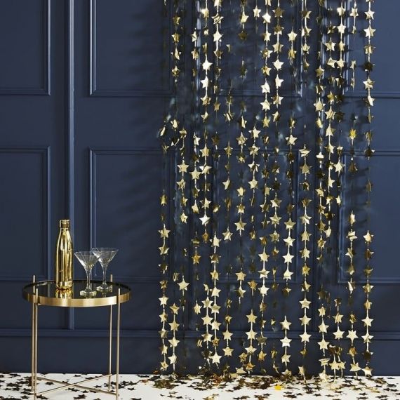 Rideau D Etoiles Dore Modern Confetti