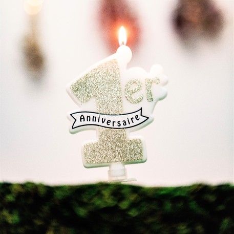 Bougie Anniversaire 1 An Or Modern Confetti Bougie Anniversaire 1 An Or Modern Confetti