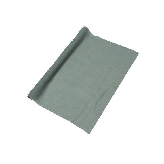 Chemin de table mousseline de coton vert sauge