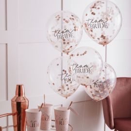 Ballons confettis EVJF rose nude x 5