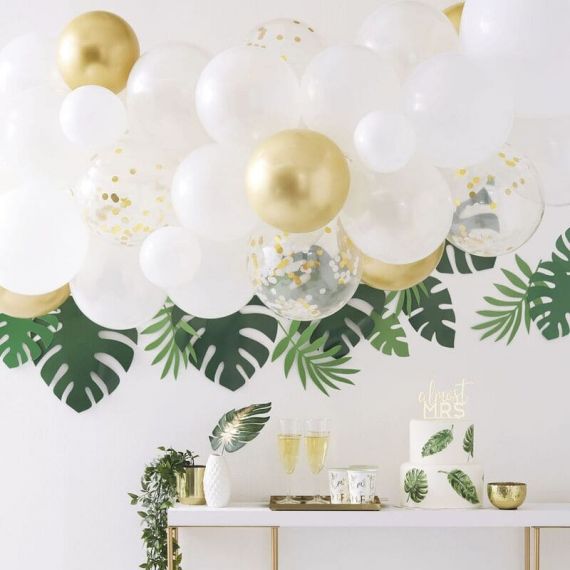 Guirlande de ballons en kit - Blanc et or - MODERN CONFETTI