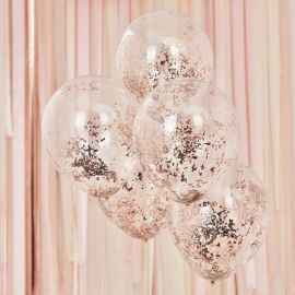 Ballon confettis originaux rose gold x5