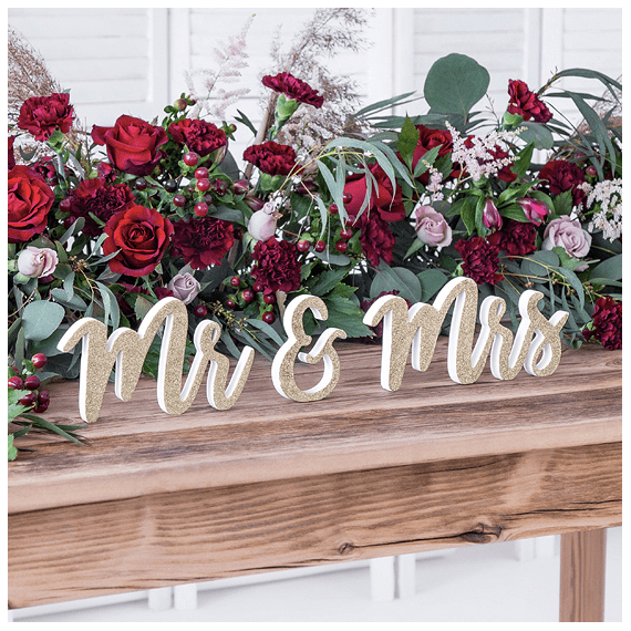 Inscription Mr & Mrs en bois