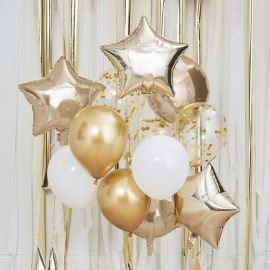 Bouquet de ballons or et blanc