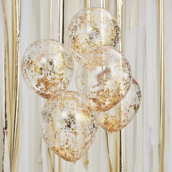 Ballons confettis fleurs Anniversaire x5 - MODERN CONFETTI