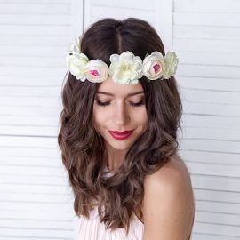 Couronne de fleurs cheveux blanche