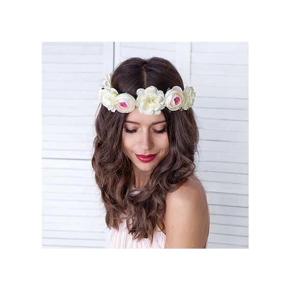 Couronne de fleurs blanche pour cheveux evjf