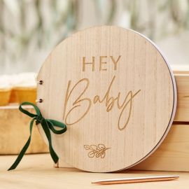 Livre d'or en bois pour bébé "hey baby"