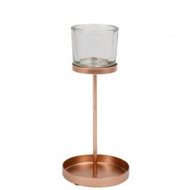 Bougeoir photophore sur pied rose gold