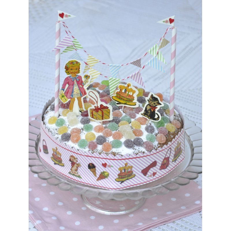 Déco de gâteau vintage fille - MODERN CONFETTI