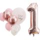 10 Ballons anniversaire 1an Rose Gold et Chiffre 1