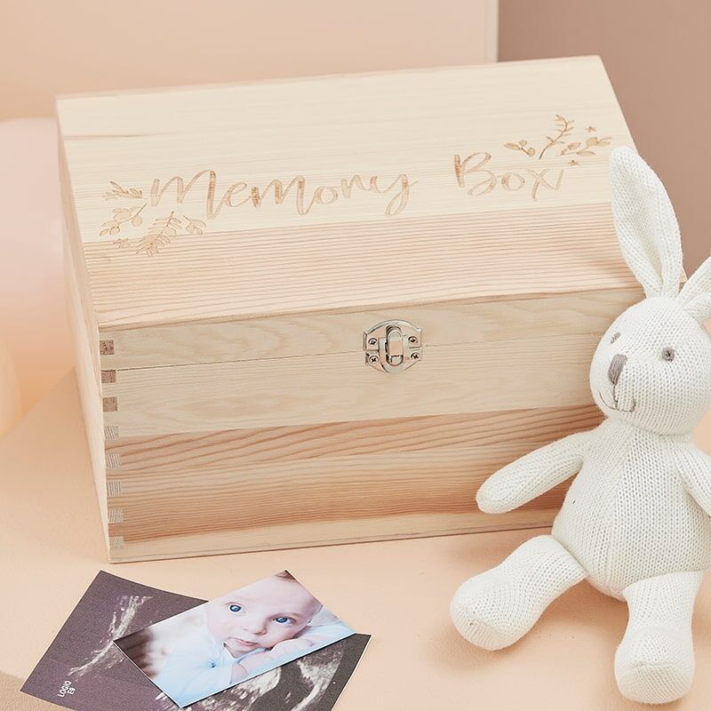 Boîte souvenir de bébé personnalisée Boîte à souvenirs en lin et