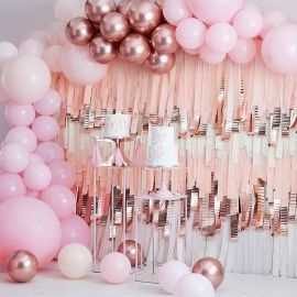 Arche de ballons rose clair et rose gold