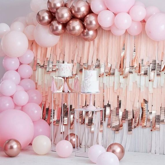 Arche de ballons Rose gold et Blanc