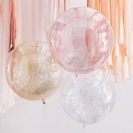 Ballons paillettes rose, or et argent