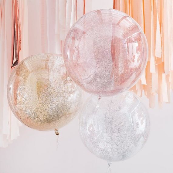 Ballons paillettes rose, or et argent