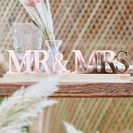 Décoration de table rose gold Mr & Mrs