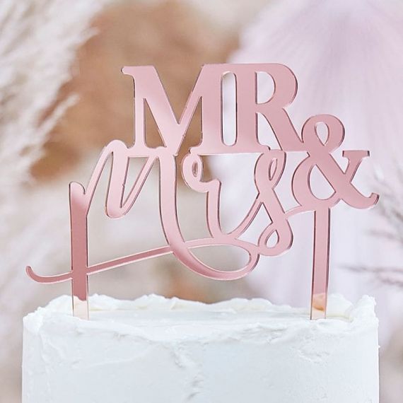 Cake topper mariage rose gold Mr & Mrs - MODERN CONFETTI