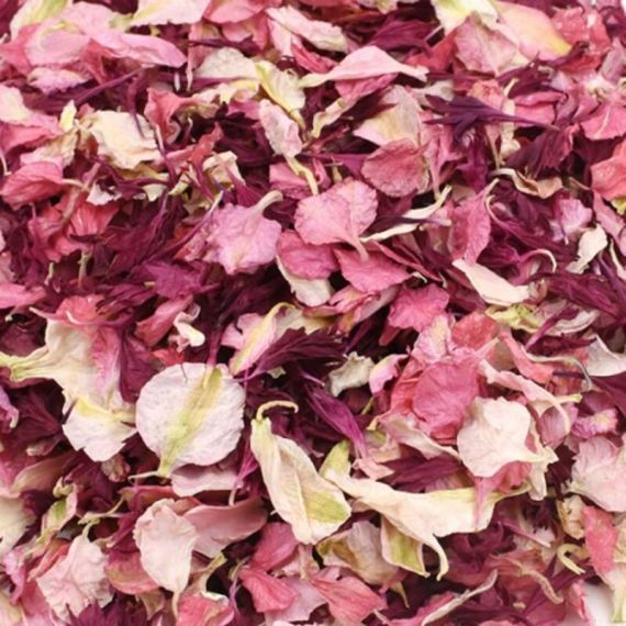 Confettis de fleurs séchées biodégradables rose et bordeaux