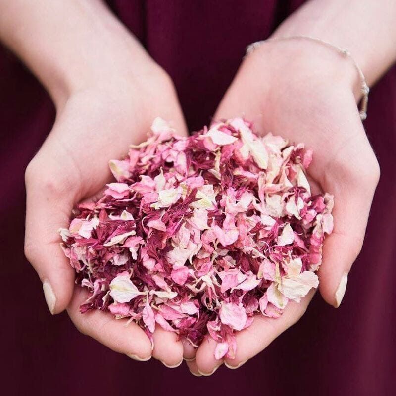 Confettis de fleurs séchées biodégradables roses pales