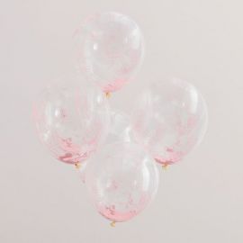 Ballons Transparents 35cm avec Confettis Doré x5