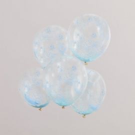 Ballons confettis billes bleu pastel x5