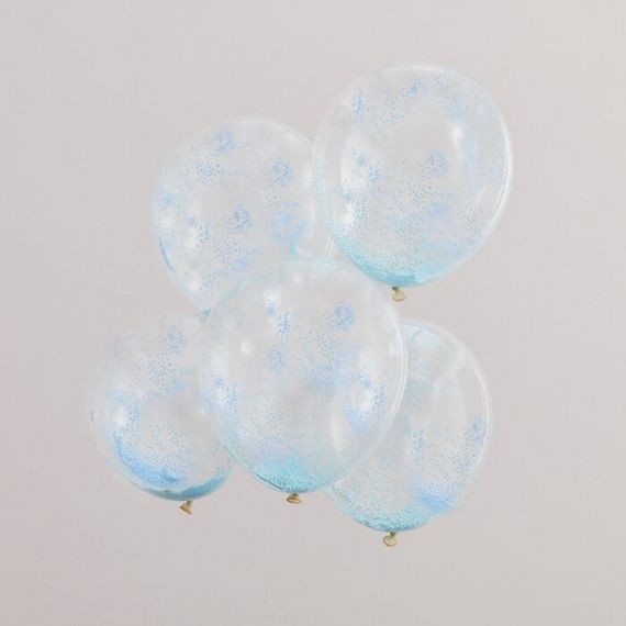 Ballons remplis de confettis de perles bleu pastel