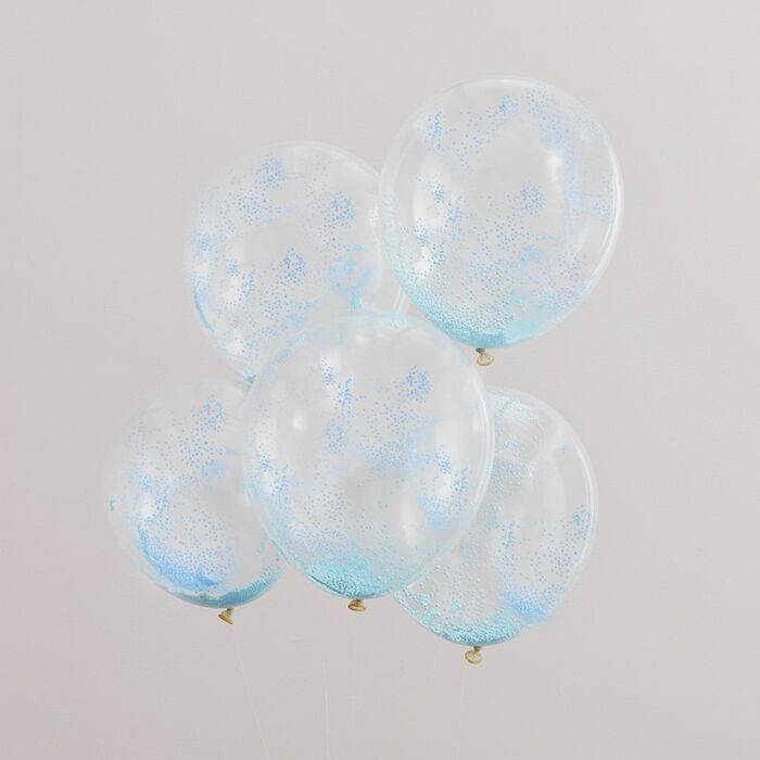 Ballons confettis bleu marine et argent double paroi x3 - MODERN